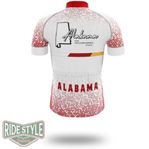 Alabama Cycling Jersey, Alabama Map Cycling Jersey - Short Sleeve Cycling Jersey-White