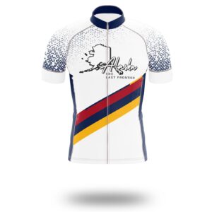 Alaska Cycling Jersey, Alaska State Map Cycling Jersey - Short Sleeve Cycling Jersey-White