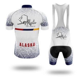 Alaska Cycling Jersey, Alaska State Map Cycling Jersey - Short Sleeve Cycling Jersey Kit-White