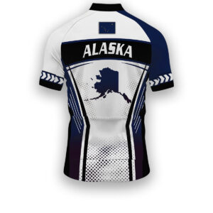 Alaska States Cycling Jersey, Maps Haftone Vintage Pattern Men Women Jersey Full Kit - Short Sleeve Cycling Jersey-White