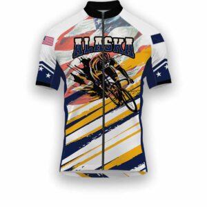 Alaska States Cycling Jersey, USA Flag Men Women Jersey Full Kit - Short Sleeve Cycling Jersey-White
