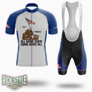 All Gave Some Some Gave All Soldiers Us Flag Memorial Day Cycling Jersey Kit - Short Sleeve Cycling Jersey Kit-White