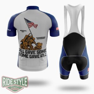 All Gave Some Some Gave All Soldiers Us Flag Memorial Day Cycling Jersey Kit - Short Sleeve Cycling Jersey Kit-White
