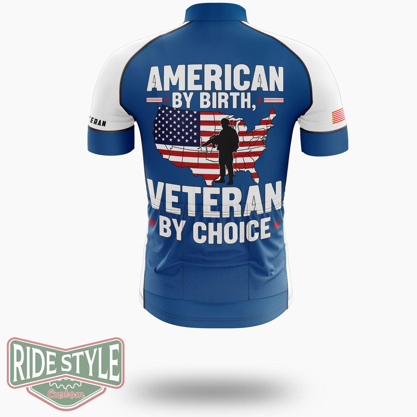 American By Birth Veteran By Choice, Veterans Day Gift For Army Navy Marines Air Force Cycling Jersey - Short Sleeve Cycling Jersey-White