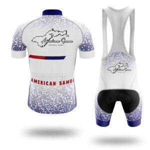 American Samoa Cycling Jersey, American Samoa State Map Cycling Jersey - Short Sleeve Cycling Jersey Kit-White