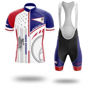 American Samoa Cycling Jersey, American Samoa State Flag Cycling Set - Short Sleeve Cycling Jersey Kit-White