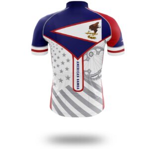 American Samoa Cycling Jersey, American Samoa State Flag Cycling Set - Short Sleeve Cycling Jersey-White
