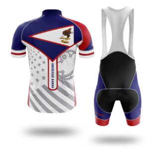American Samoa Cycling Jersey, American Samoa State Flag Cycling Set - Short Sleeve Cycling Jersey Kit-White