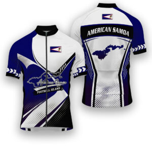 American Samoa States Cycling Jersey, Maps Haftone Vintage Pattern Men Women Jersey Full Kit - Short Sleeve Cycling Jersey-White