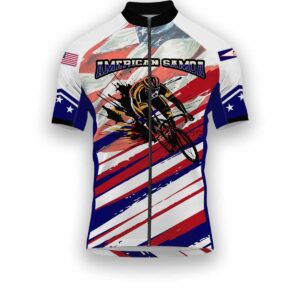 American Samoa States Cycling Jersey, USA Flag Men Women Jersey Full Kit - Short Sleeve Cycling Jersey-White