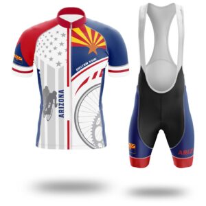 Arizona Cycling Jersey, Arizona State Flag Cycling Set - Short Sleeve Cycling Jersey Kit-White