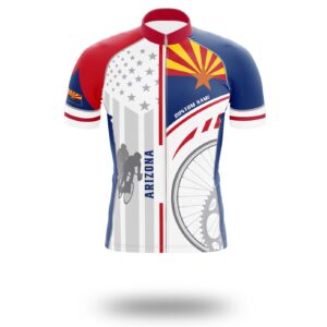 Arizona Cycling Jersey, Arizona State Flag Cycling Set - Short Sleeve Cycling Jersey-White