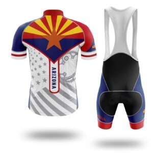 Arizona Cycling Jersey, Arizona State Flag Cycling Set - Short Sleeve Cycling Jersey Kit-White