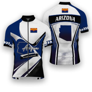 Arizona States Cycling Jersey, Maps Haftone Vintage Pattern Men Women Jersey Full Kit - Short Sleeve Cycling Jersey-White