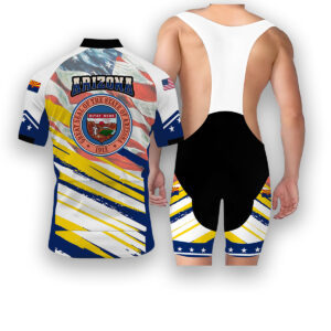 Arizona States Cycling Jersey, USA Flag Men Women Jersey Full Kit - Short Sleeve Cycling Jersey Kit-White