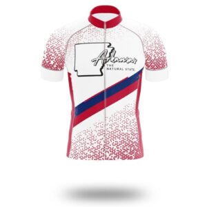 Arkansas Cycling Jersey, Arkansas Map Cycling Jersey Bib Short - Short Sleeve Cycling Jersey-White