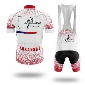 Arkansas Cycling Jersey, Arkansas Map Cycling Jersey Bib Short - Short Sleeve Cycling Jersey Kit-White