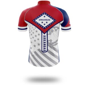 Arkansas Cycling Jersey, Arkansas State Flag Cycling Set - Short Sleeve Cycling Jersey-White