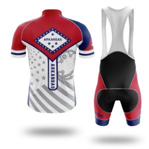 Arkansas Cycling Jersey, Arkansas State Flag Cycling Set - Short Sleeve Cycling Jersey Kit-White