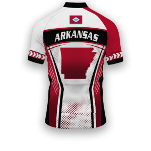Arkansas States Cycling Jersey, Maps Haftone Vintage Pattern Men Women Jersey Full Kit - Short Sleeve Cycling Jersey-White