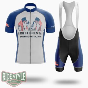 Armed Forces Day Military, May 19th Memorial Day Cycling Jersey Kit - Short Sleeve Cycling Jersey Kit-White