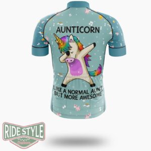 Aunticorn The Best Auntie Unicorn Cycling Jersey Kit, Bicycle Clothing - Short Sleeve Cycling Jersey-White