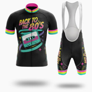 Back To The 80s, Retro Cassette Tape Memories Cycling Jersey - Short Sleeve Cycling Jersey Kit-White