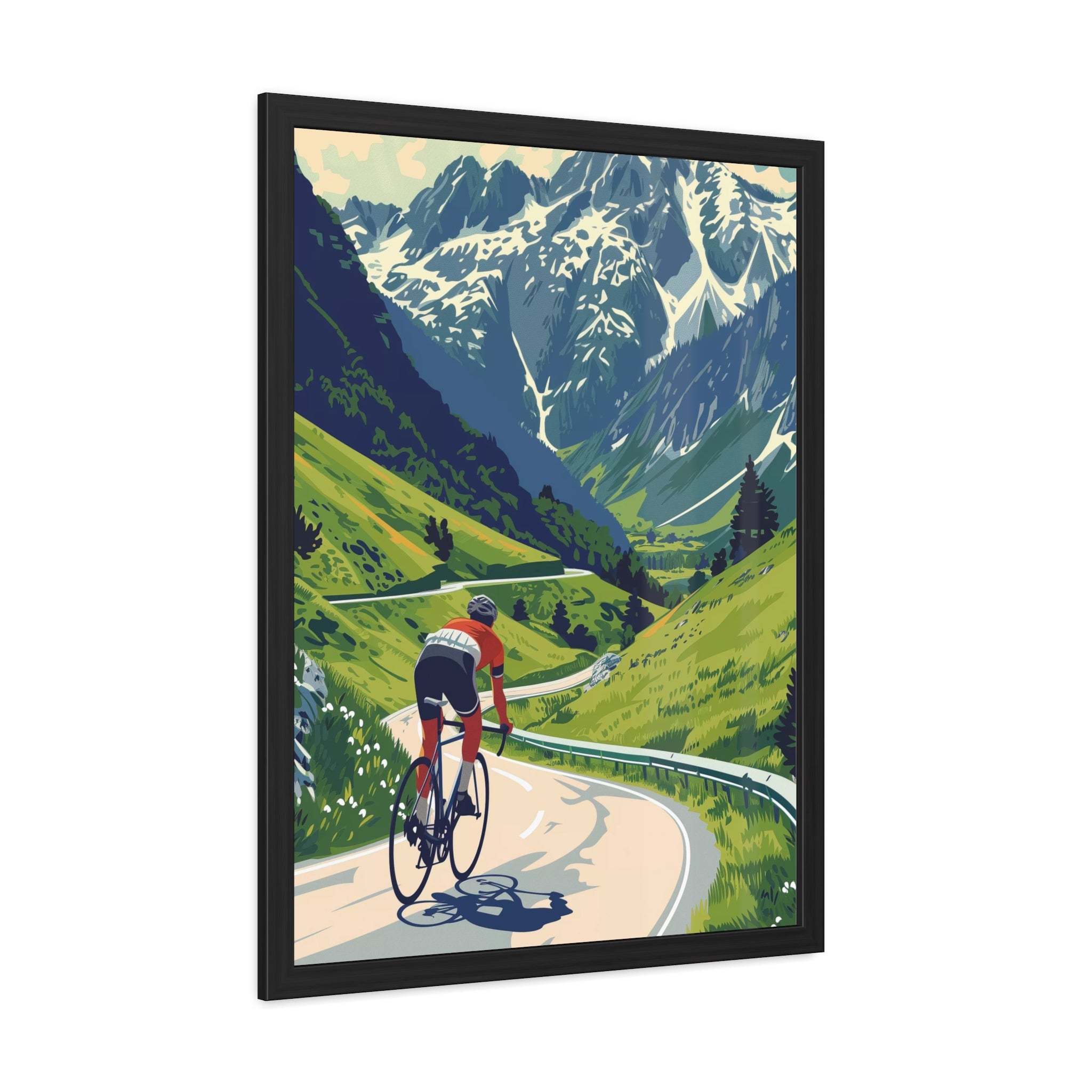 Beautiful Landscape Cycling, Beautiful Road Cycling Framed Poster