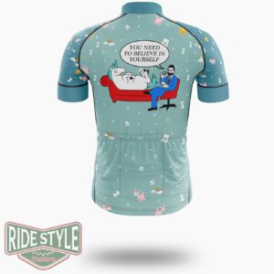 Believe In Yourself Funny Unicorn Cycling Jersey Kit, Bicycle Clothing - Short Sleeve Cycling Jersey-White