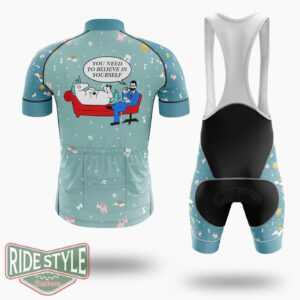 Believe In Yourself Funny Unicorn Cycling Jersey Kit, Bicycle Clothing - Short Sleeve Cycling Jersey Kit-White