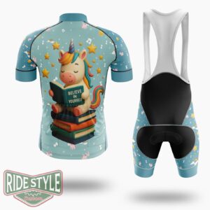 Believe In Yourself Unicorn Cycling Jersey Kit, Bicycle Clothing - Short Sleeve Cycling Jersey Kit-White