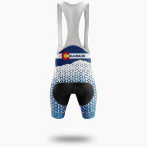Blue Colorado Cycling Jersey, Halftone Men's Bike Jersey - Bib Shorts-White
