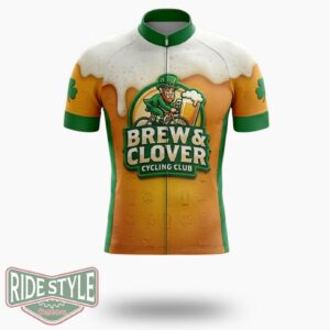 Brew & Clover Cycling Club St Patrick's Day Cycling Jersey Outfit - Short Sleeve Cycling Jersey-White