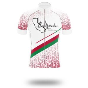 California Cycling Short Sleeve Jersey, California Map Cycling Jersey Bib Short - Short Sleeve Cycling Jersey-White
