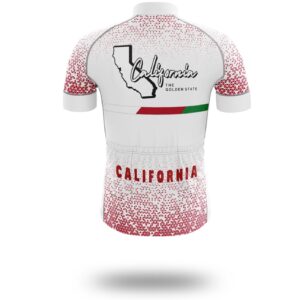California Cycling Short Sleeve Jersey, California Map Cycling Jersey Bib Short - Short Sleeve Cycling Jersey-White