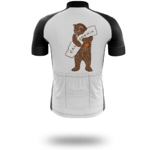 California Lover Bear Jersey, Wildfire California Cycling Jersey Kit - Short Sleeve Cycling Jersey-White