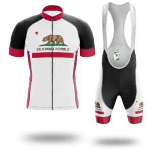 California Republic State Flag Cycling Jersey, California Bear California Jersey Kit - Short Sleeve Cycling Jersey Kit-Black