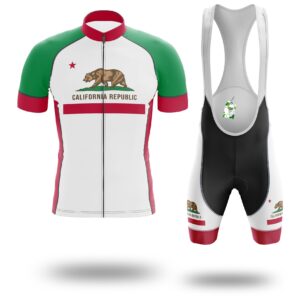 California Republic State Flag Cycling Jersey, California Bear California Jersey Kit - Short Sleeve Cycling Jersey Kit-Green