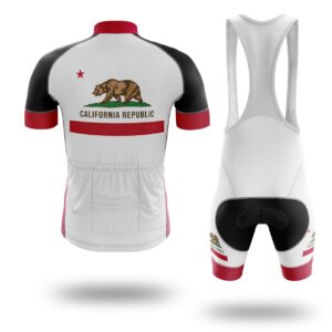 California Republic State Flag Cycling Jersey, California Bear California Jersey Kit - Short Sleeve Cycling Jersey Kit-Black