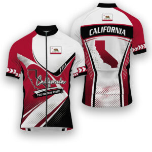California States Cycling Jersey, Maps Haftone Vintage Pattern Men Women Jersey Full Kit - Short Sleeve Cycling Jersey-White