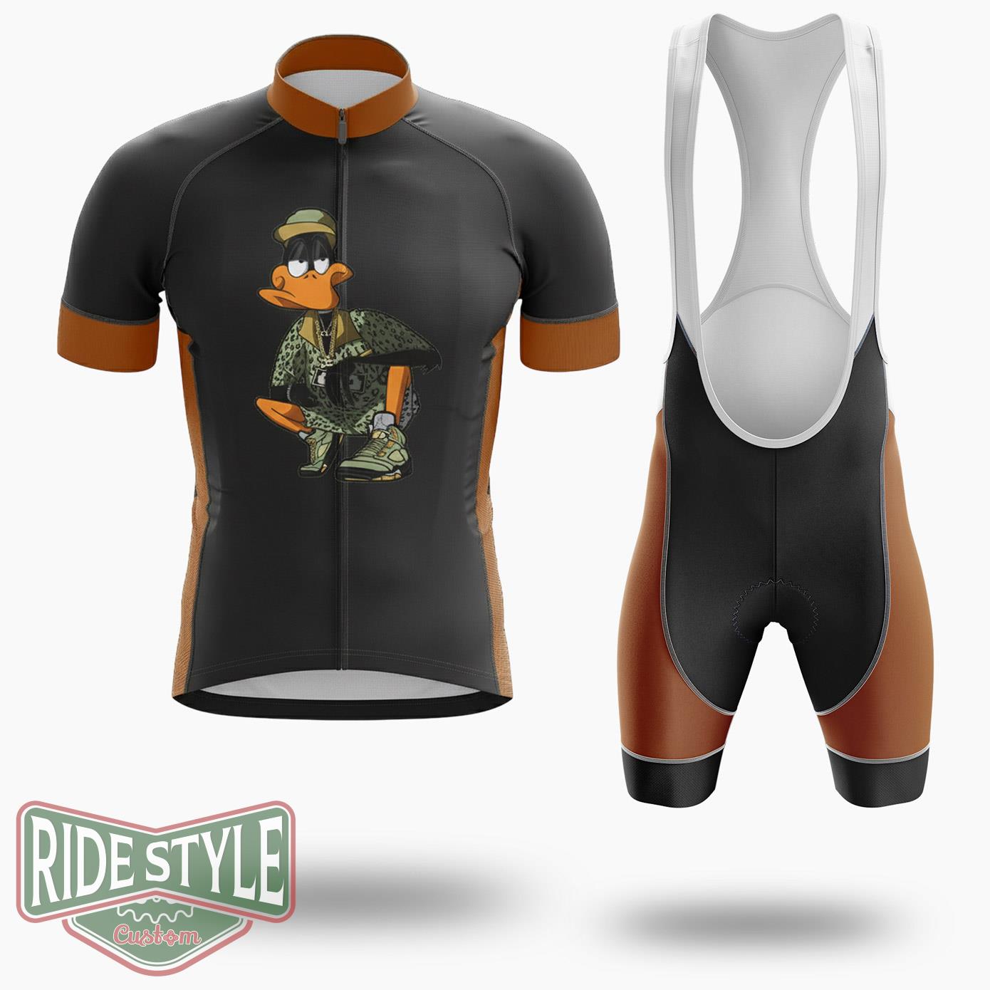 Camo Daffy Duck Squat Cycling Jersey Kit - Short Sleeve Cycling Jersey Kit-White