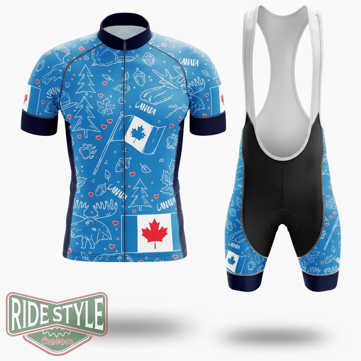 Canada Cycling Jersey Outfit - Short Sleeve Cycling Jersey Kit-White