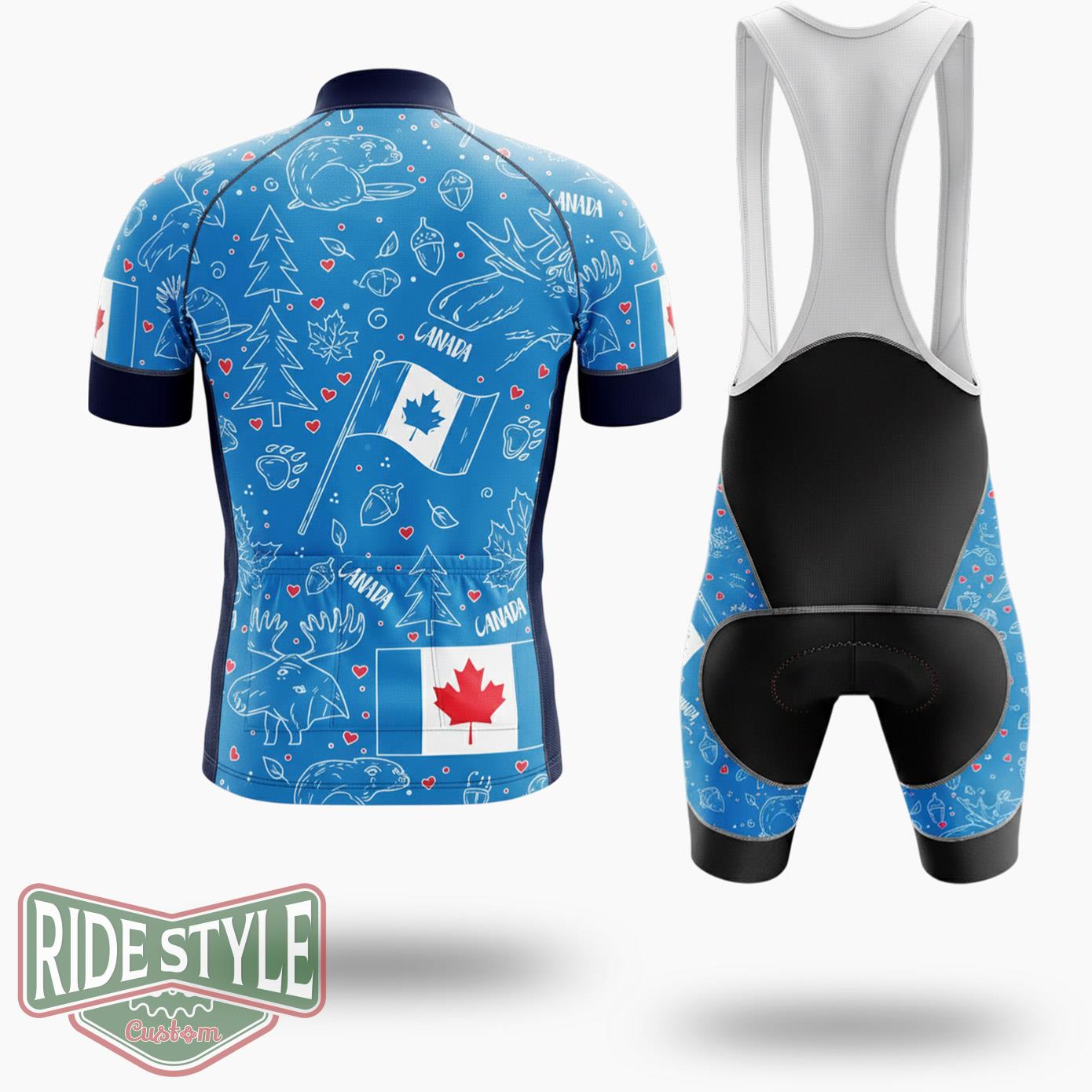 Canada Cycling Jersey Outfit - Short Sleeve Cycling Jersey Kit-White
