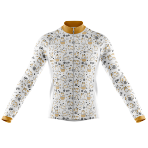Cat Cycling Jersey Long Sleeve, White Long Sleeve Cycling Jersey - Cycling Long Sleeve Jersey-White