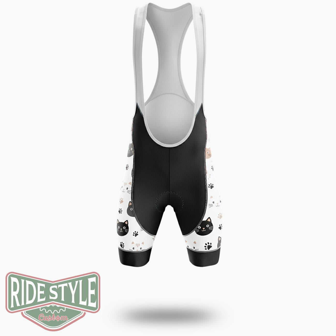 Cat Face Pattern Cycling Jersey Kit - Bib Shorts-White