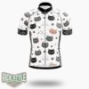 Cat Face Pattern Cycling Jersey Kit - Short Sleeve Cycling Jersey-White
