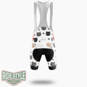 Cat Face Pattern Cycling Jersey Kit - Bib Shorts-White