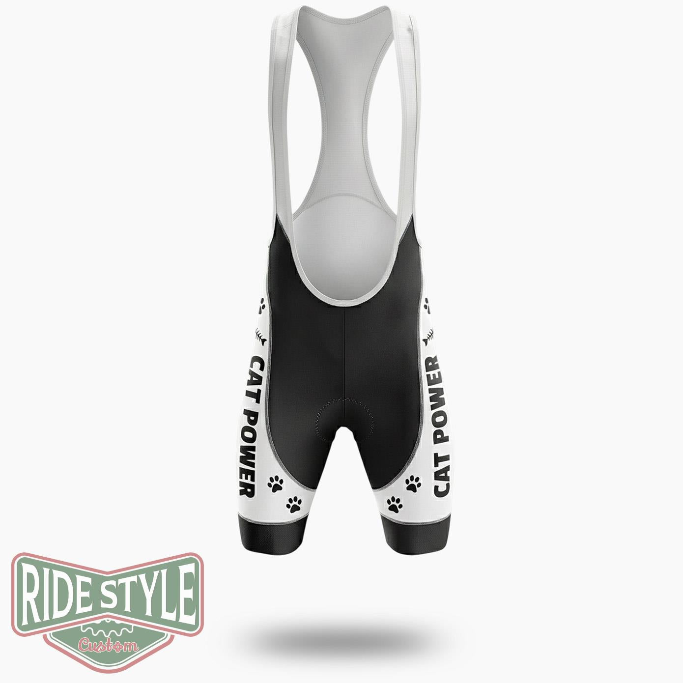 Cat Power Black Cycling Jersey Kit - Bib Shorts-White