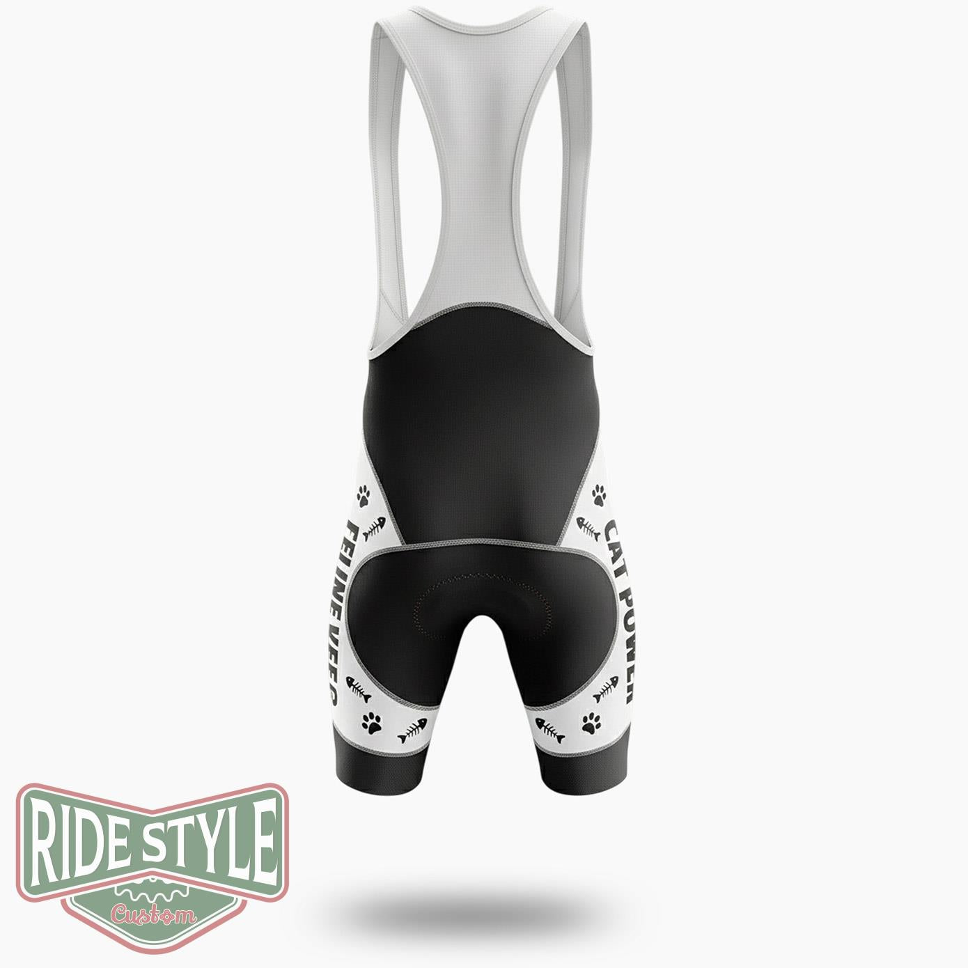 Cat Power Black Cycling Jersey Kit - Bib Shorts-White