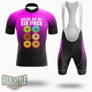 Check Out My Six Pack Donut Cycling Jersey Kit, Bicycle Clothing - Short Sleeve Cycling Jersey Kit-White